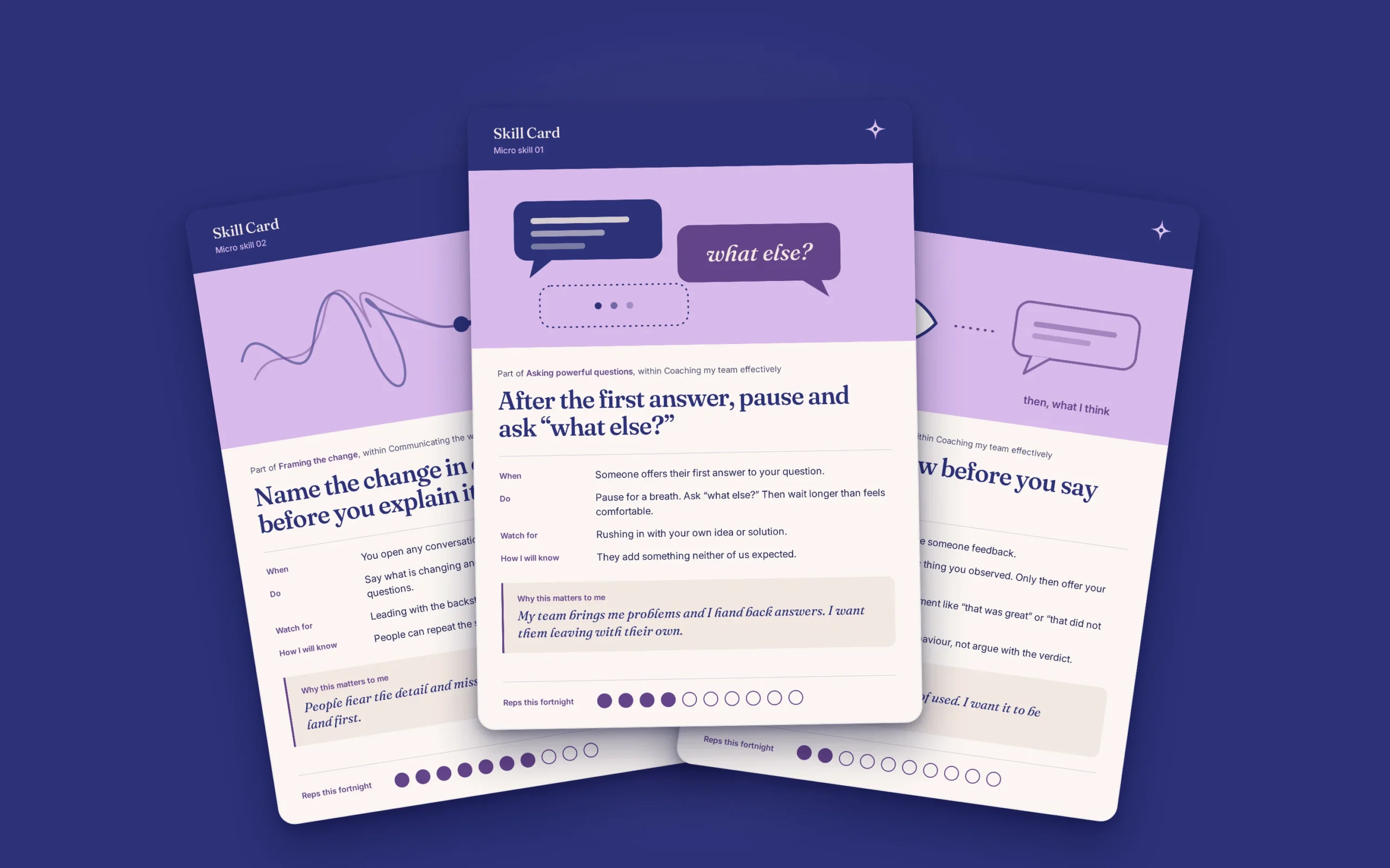 Three example Skill Cards